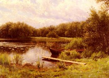 珮德 莫尅 曼斯特德 A Boat Moored On A Quiet Lake 珮德 莫尅 曼斯特德 A Boat Moored On A Quiet Lake